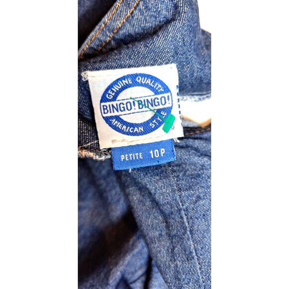 Bingo Bingo Vintage Embroidered Denim Button Up Top Shoulder Pads Womens Sz 10p - Picture 7 of 11